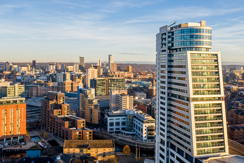 Modern city skyline with high-rise office buildings and urban development
